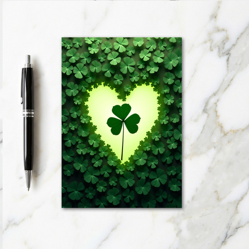Lucky Shamrock Heart Glow Card