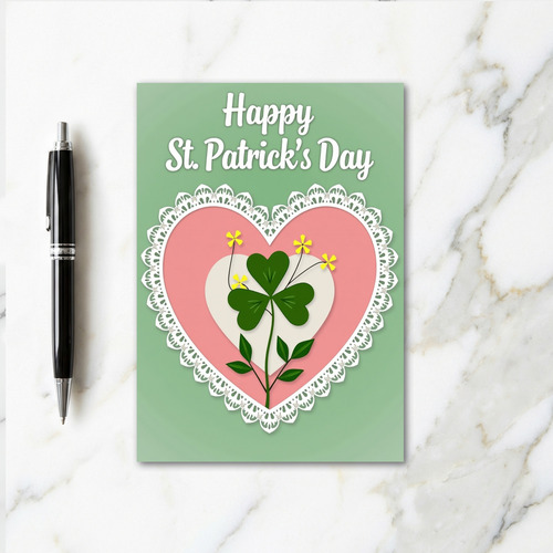 Lucky Shamrock Heart St Patricks Card