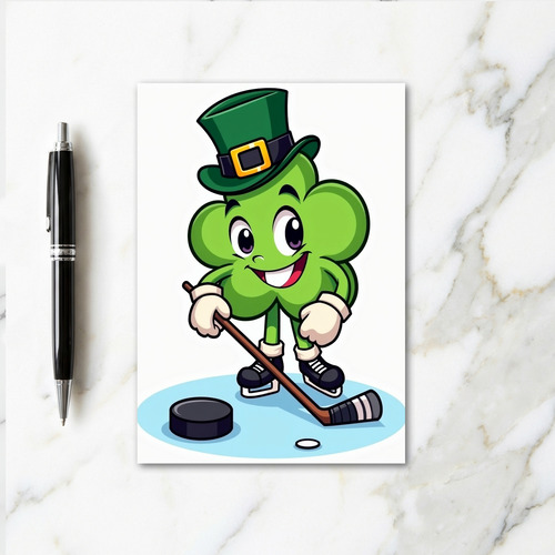 Lucky Shamrock Hockey Fun Card