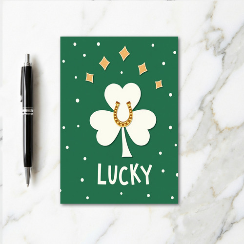 Lucky Shamrock Horseshoe Card