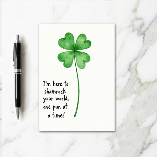 Lucky Shamrock World Pun Fun Card
