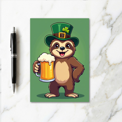 Lucky Sloth St Patricks Day Card