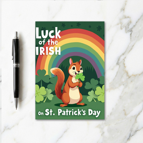 Lucky Squirrel St Patricks Day Card