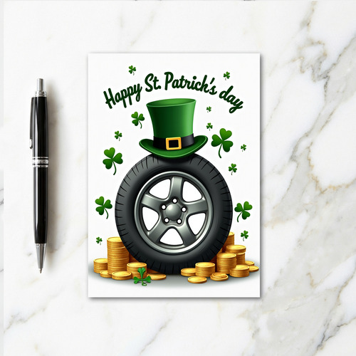 Lucky St Patricks Day Car Wheel Card
