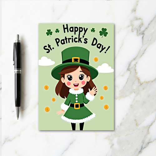 Lucky St Patricks Day Girl Card