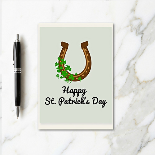 Lucky St Patricks Day Horseshoe Card