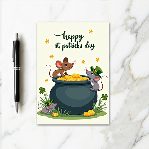 Lucky St Patricks Day Mice Card