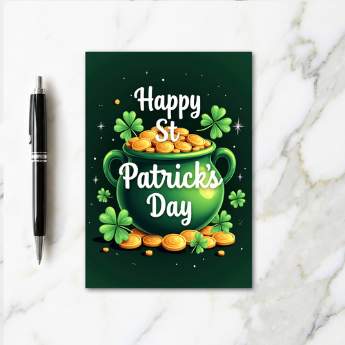 Lucky St Patricks Day Pot Of Gold Card