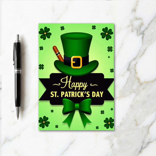 Lucky St Patricks Day Top Hat Card