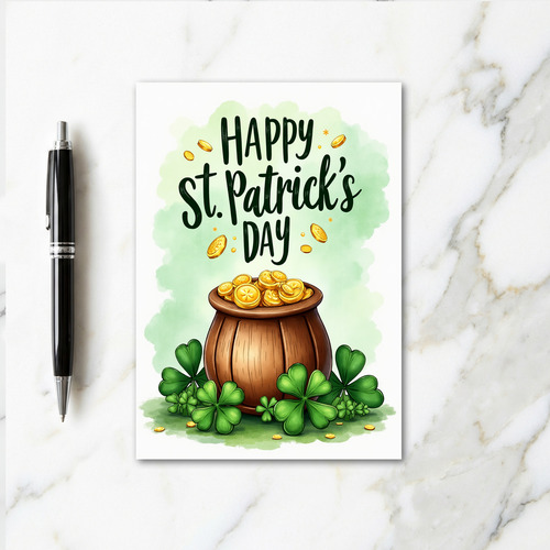 Lucky St Patricks Day Watercolor Card