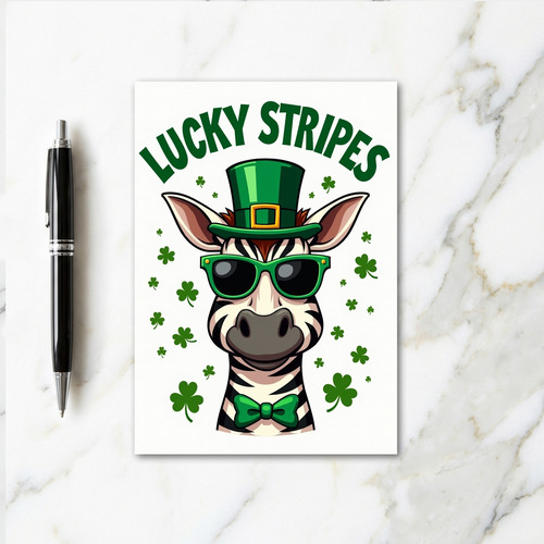 Lucky Stripes Zebra St Patricks Card