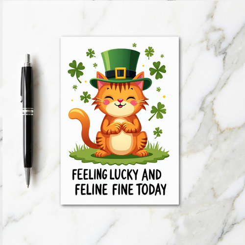 Lucky Tabby Cat Greeting Card