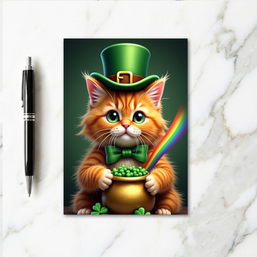 Lucky Tabby Cat St Patricks Card