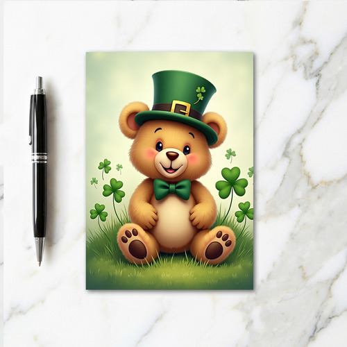 Lucky Teddy Bear St Patricks Day Card