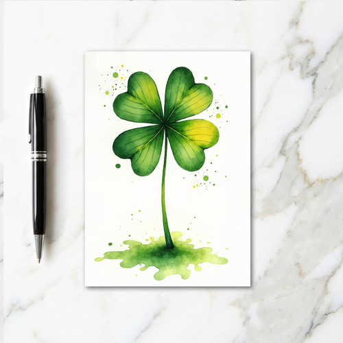 Lucky Watercolor Clover Card