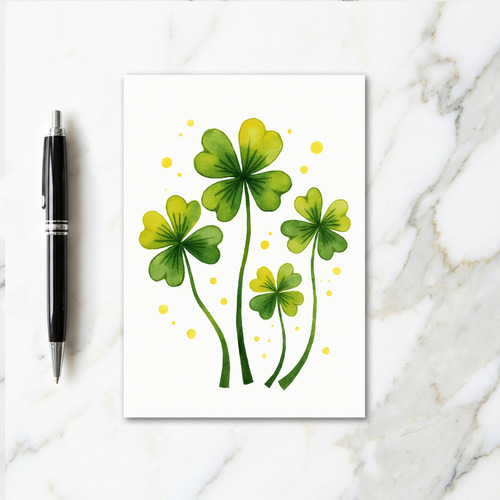 Lucky Watercolor Faux Gold Foil Card