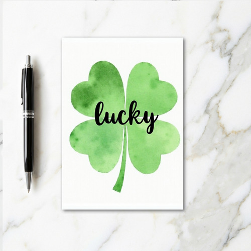 Lucky Watercolor Style Clover Card