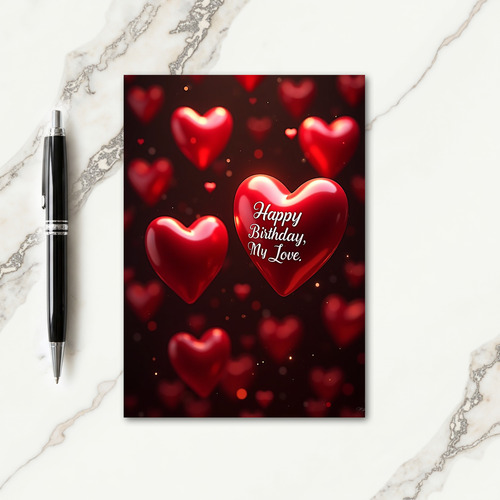 Luminous Birthday Hearts Card