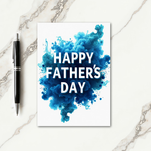 Luminous Blue Fathers Day Burst Card