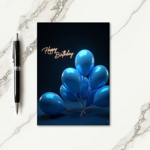 Luminous Blue Orbs Birthday Card