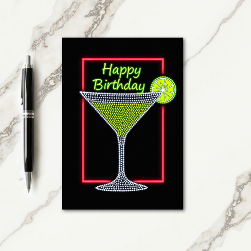 Luminous Cocktail Birthday Card