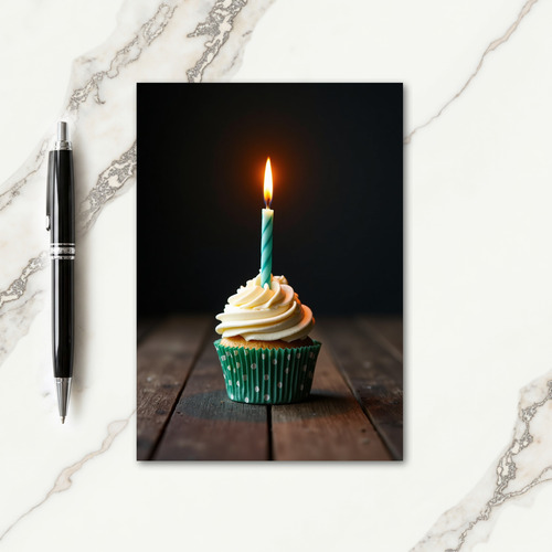 Luminous Cupcake Birthday Card