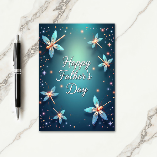 Luminous Fathers Day Teal Card