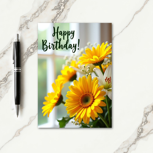 Luminous Flowers Birthday Card