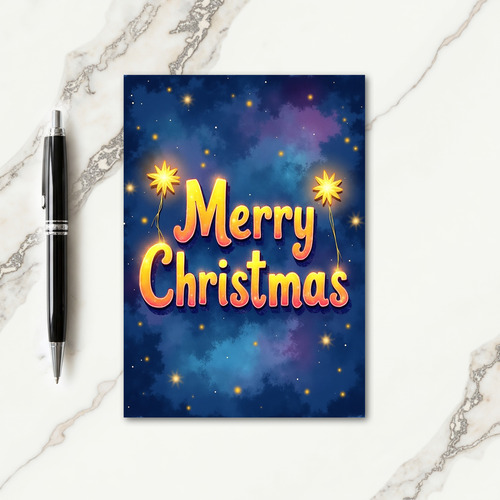 Luminous Golden Christmas Card