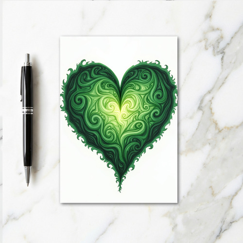 Luminous Green Heart Art Card