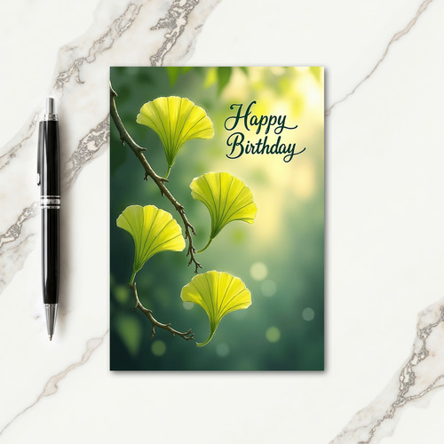 Luminous Leaf Birthday Card