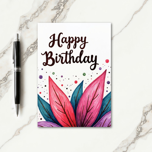 Luminous Leafy Birthday Card