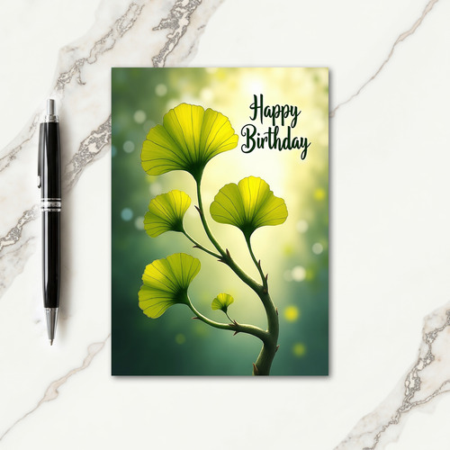 Luminous Leaves Birthday Wish Card