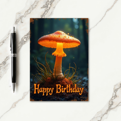 Luminous Mushroom Birthday Card
