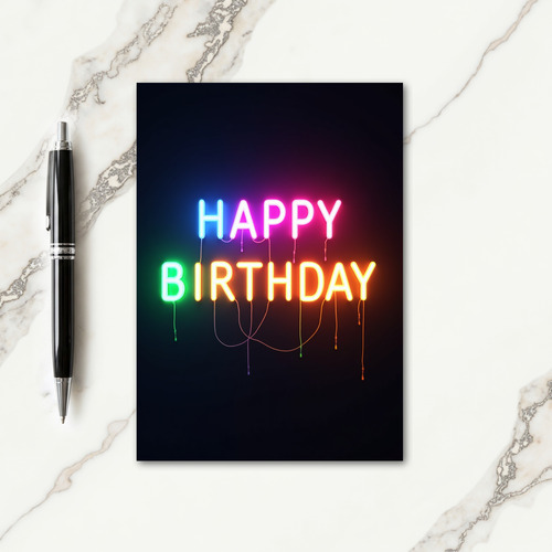 Luminous Neon Glow Birthday Card