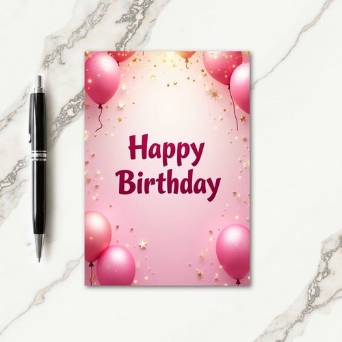 Luminous Pink Birthday Card