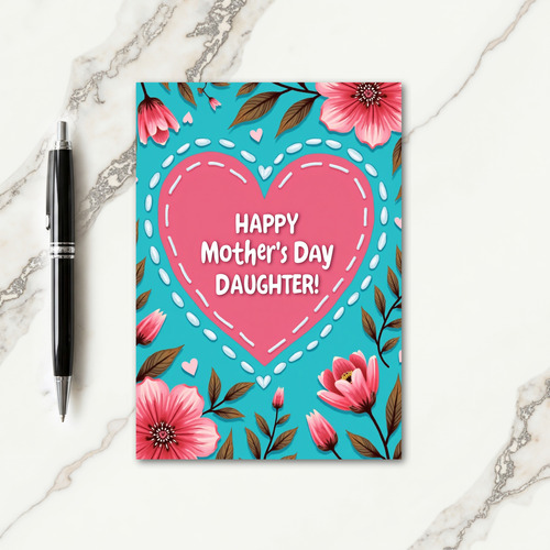 Luminous Pink Heart Mothers Day Card