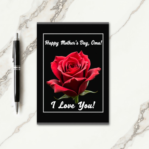 Luminous Red Rose Mothers Day Card