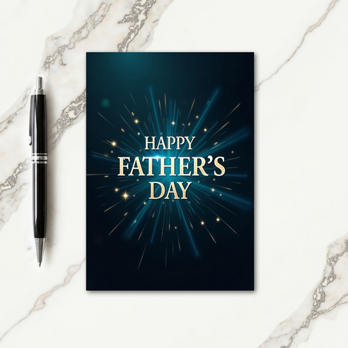 Luminous Teal Fathers Day Card