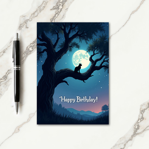 Lunar Birthday Cat Card