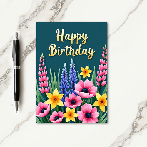 Lush Teal Birthday Bloom Card