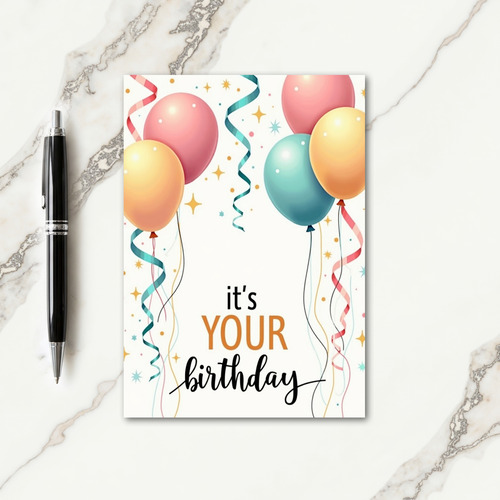 Lustrous Balloon Birthday Card