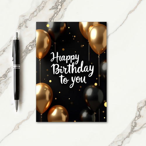 Luxe Birthday Gold Orbs Card
