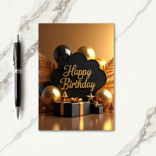 Luxe Black And Gold Birthday Card