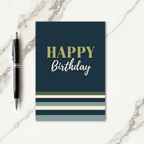 Luxe Navy Text Birthday Card