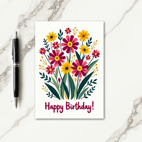 Magenta Bloom Birthday Card