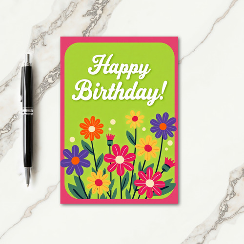 Magenta Border Birthday Card