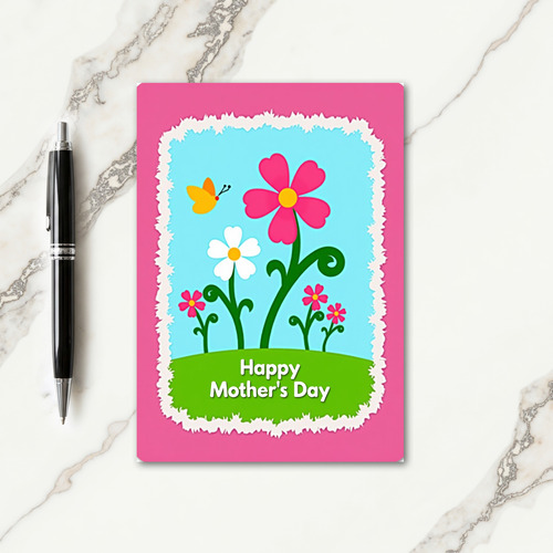 Magenta Border Flower Card