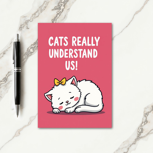 Magenta Cat Friend Birthday Card