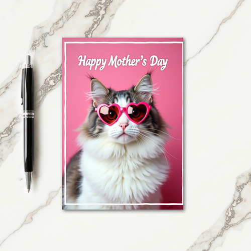 Magenta Cat Happy Mothers Day Card
